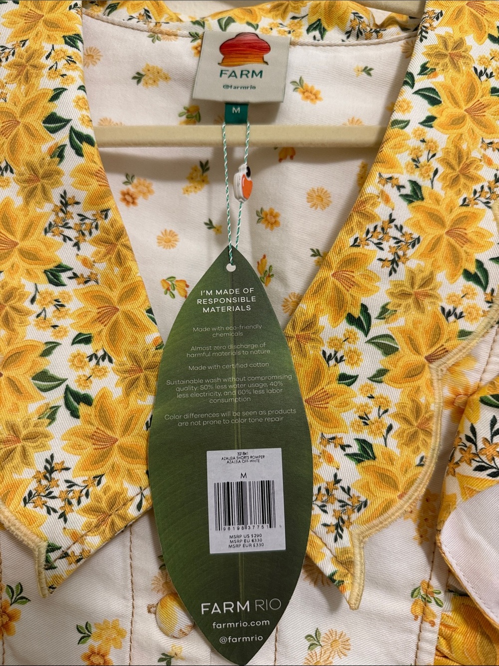 FARM Rio Yellow Floral Ruffled Belted Romper - Picture 3 of 5